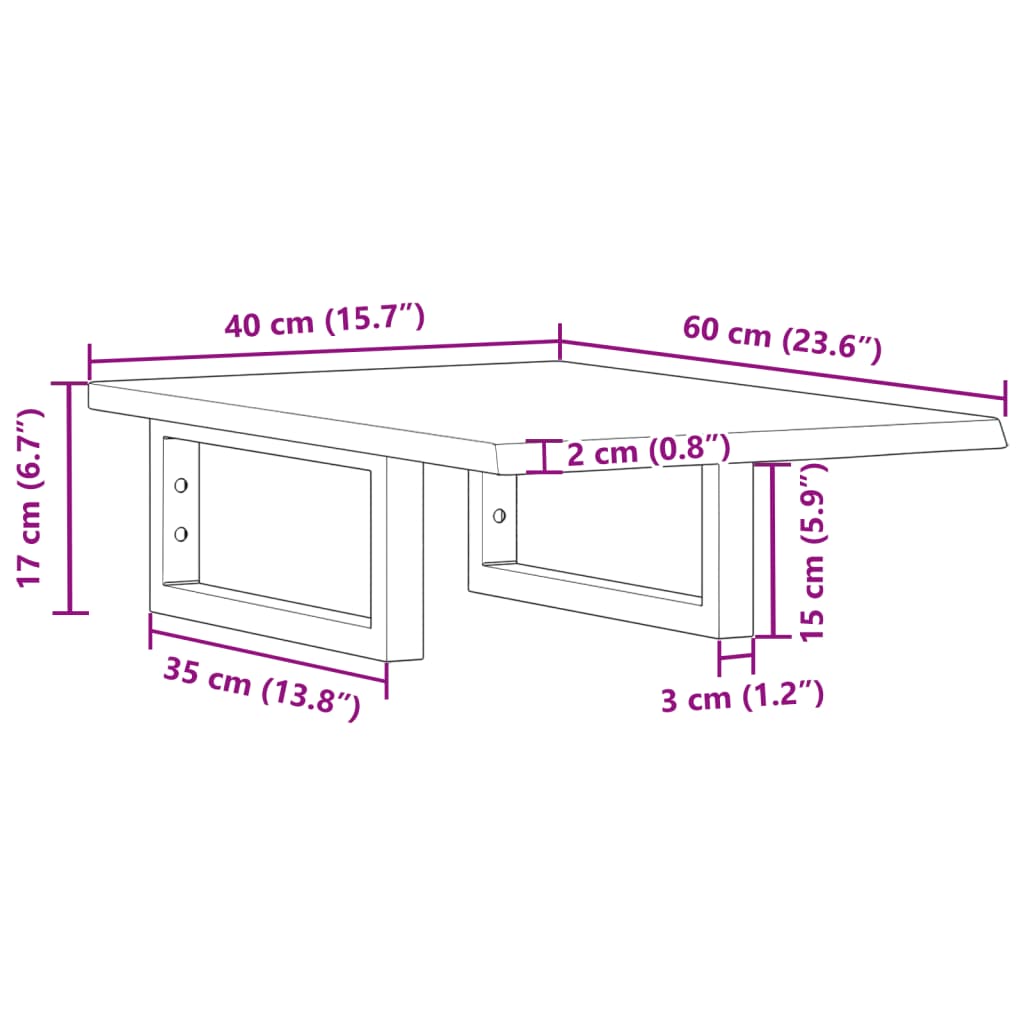 vidaXL Basin Shelf Wall Mounted Steel and Solid Wood Oak