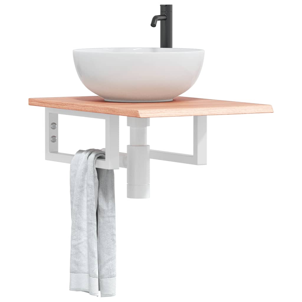 vidaXL Basin Shelf Wall Mounted Steel and Solid Wood Oak