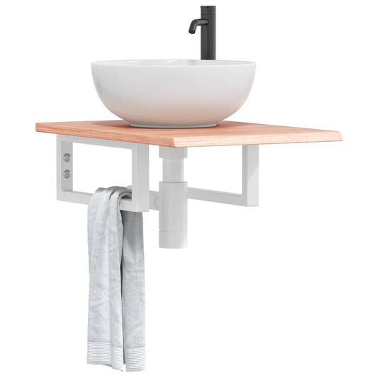 vidaXL Basin Shelf Wall Mounted Steel and Solid Wood Oak