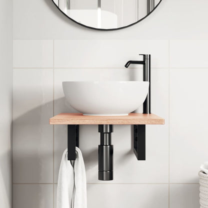 vidaXL Basin Shelf Wall Mounted Steel and Solid Wood Oak