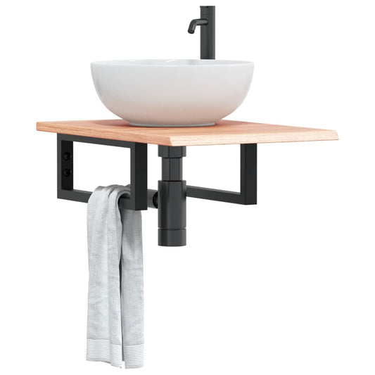 vidaXL Basin Shelf Wall Mounted Steel and Solid Wood Oak