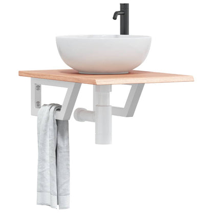vidaXL Basin Shelf Wall Mounted Steel and Solid Wood Oak