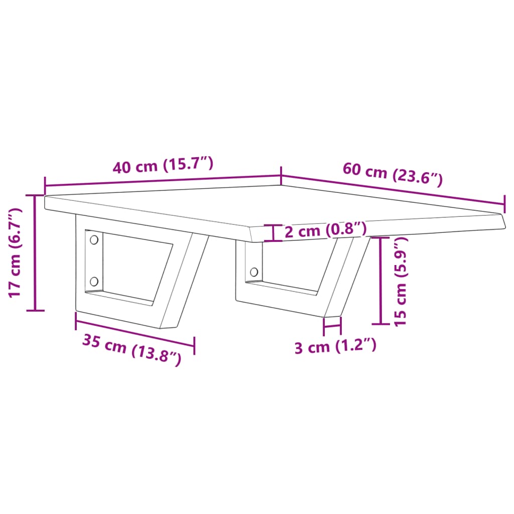 vidaXL Basin Shelf Wall Mounted Steel and Solid Wood Oak