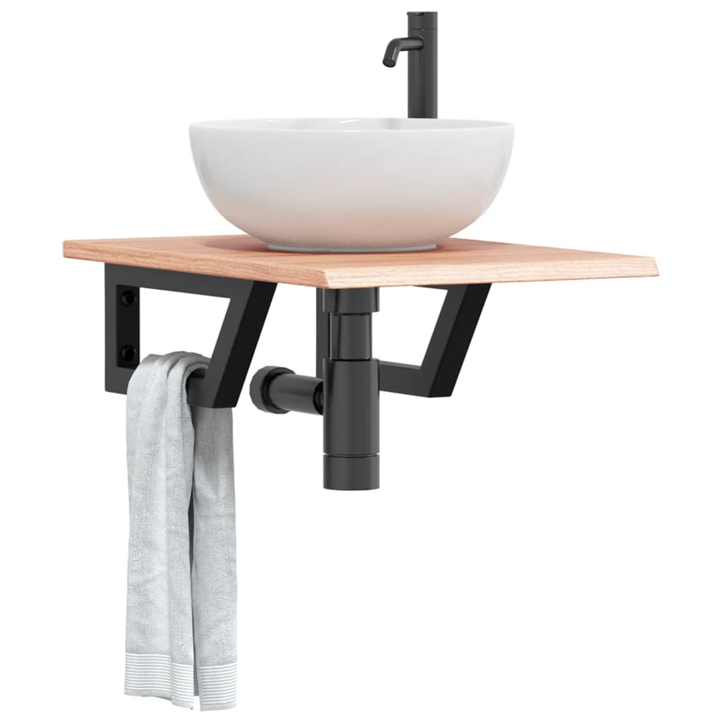 vidaXL Basin Shelf Wall Mounted Steel and Solid Wood Oak