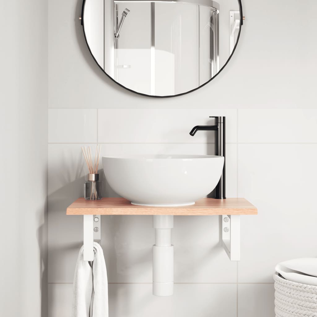 vidaXL Basin Shelf Wall Mounted Steel and Solid Wood Oak