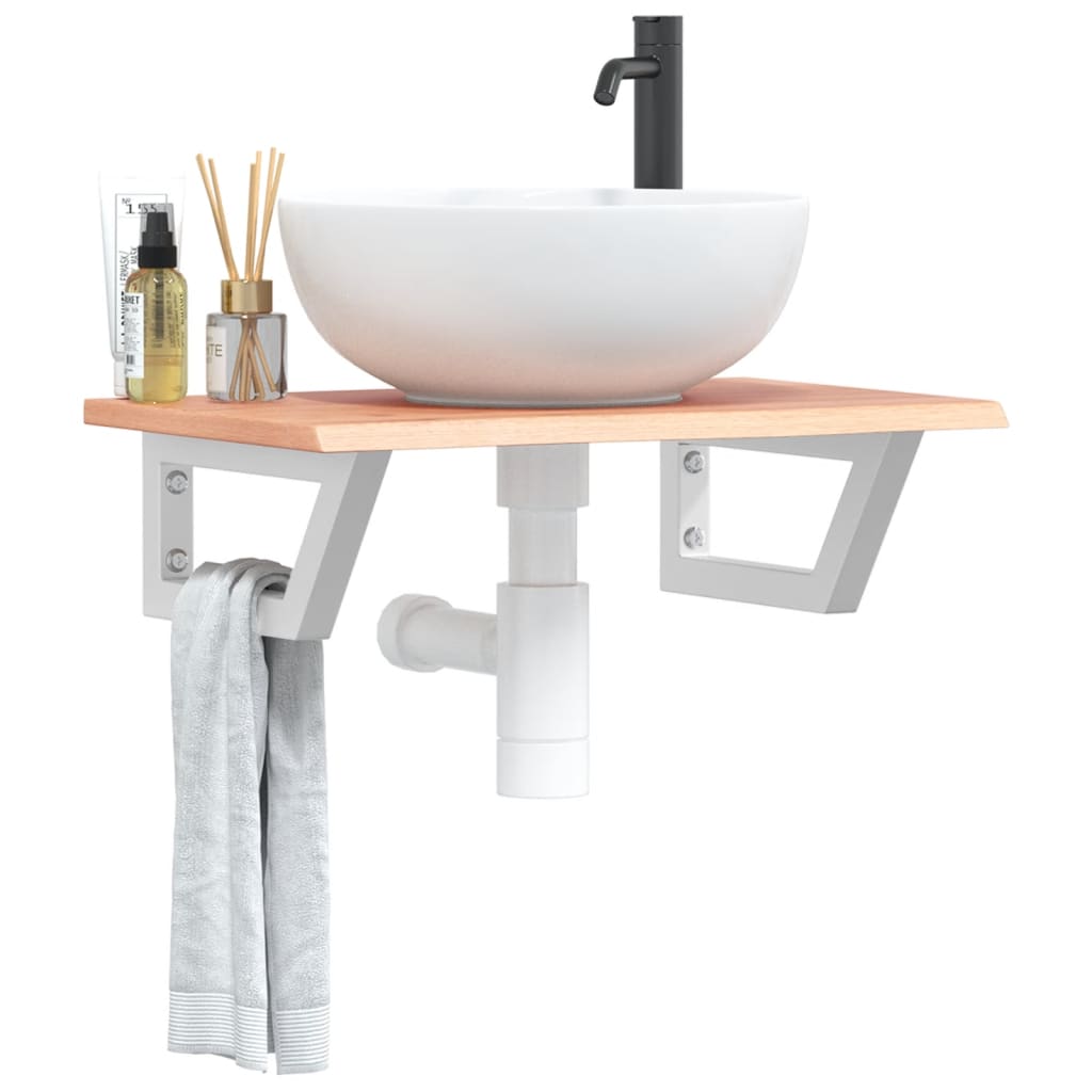 vidaXL Basin Shelf Wall Mounted Steel and Solid Wood Oak