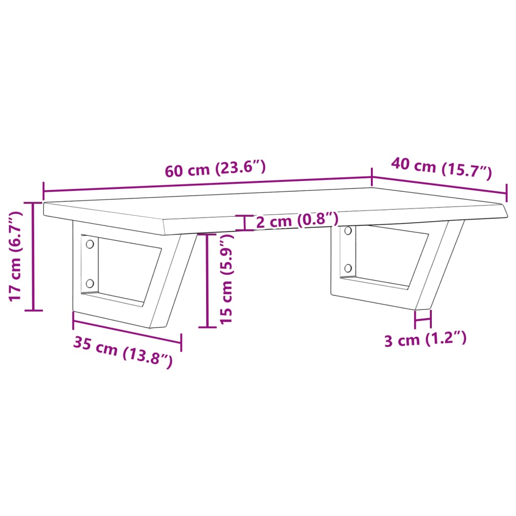 vidaXL Basin Shelf Wall Mounted Steel and Solid Wood Oak