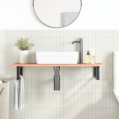 vidaXL Basin Shelf Wall Mounted Steel and Solid Wood Oak