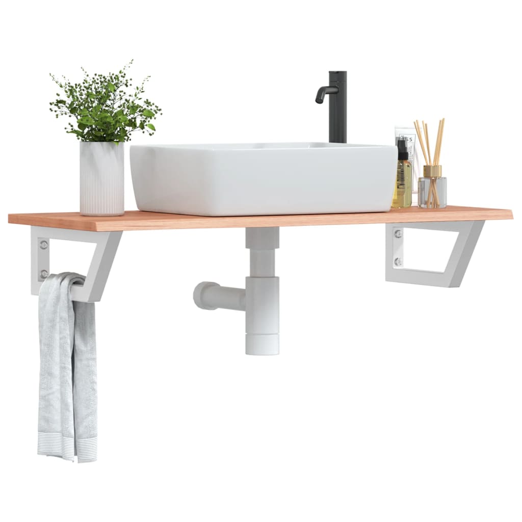 vidaXL Basin Shelf Wall Mounted Steel and Solid Wood Oak