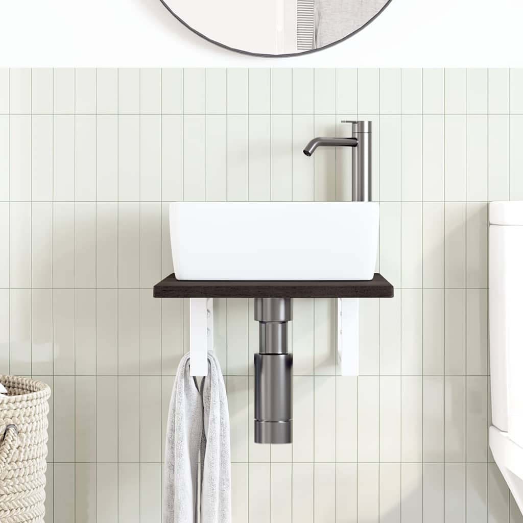 vidaXL Basin Shelf Wall Mounted Steel and Solid Wood Oak