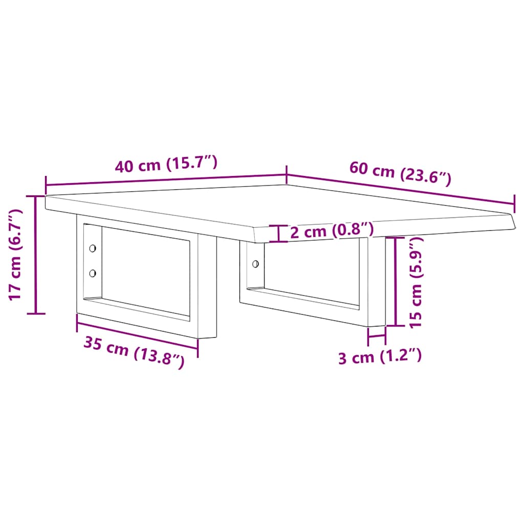 vidaXL Basin Shelf Wall Mounted Steel and Solid Wood Oak
