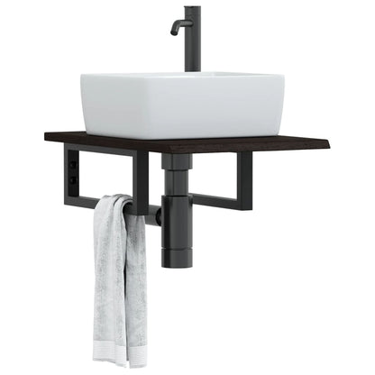 vidaXL Basin Shelf Wall Mounted Steel and Solid Wood Oak