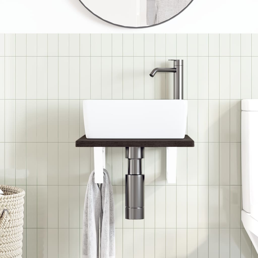 vidaXL Basin Shelf Wall Mounted Steel and Solid Wood Oak