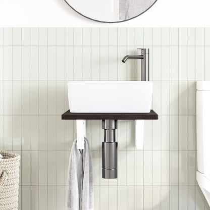vidaXL Basin Shelf Wall Mounted Steel and Solid Wood Oak