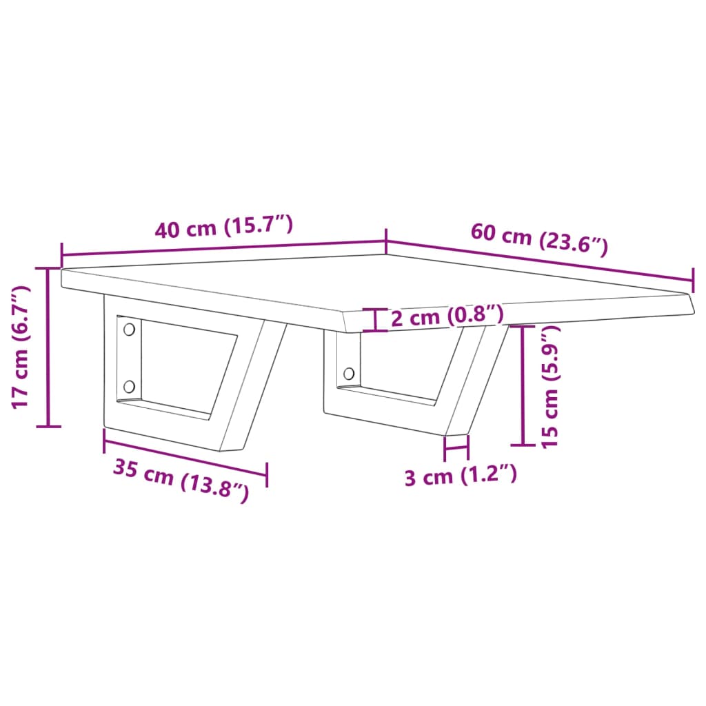 vidaXL Basin Shelf Wall Mounted Steel and Solid Wood Oak