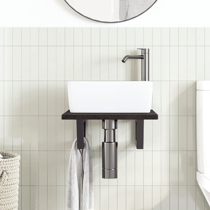 vidaXL Basin Shelf Wall Mounted Steel and Solid Wood Oak