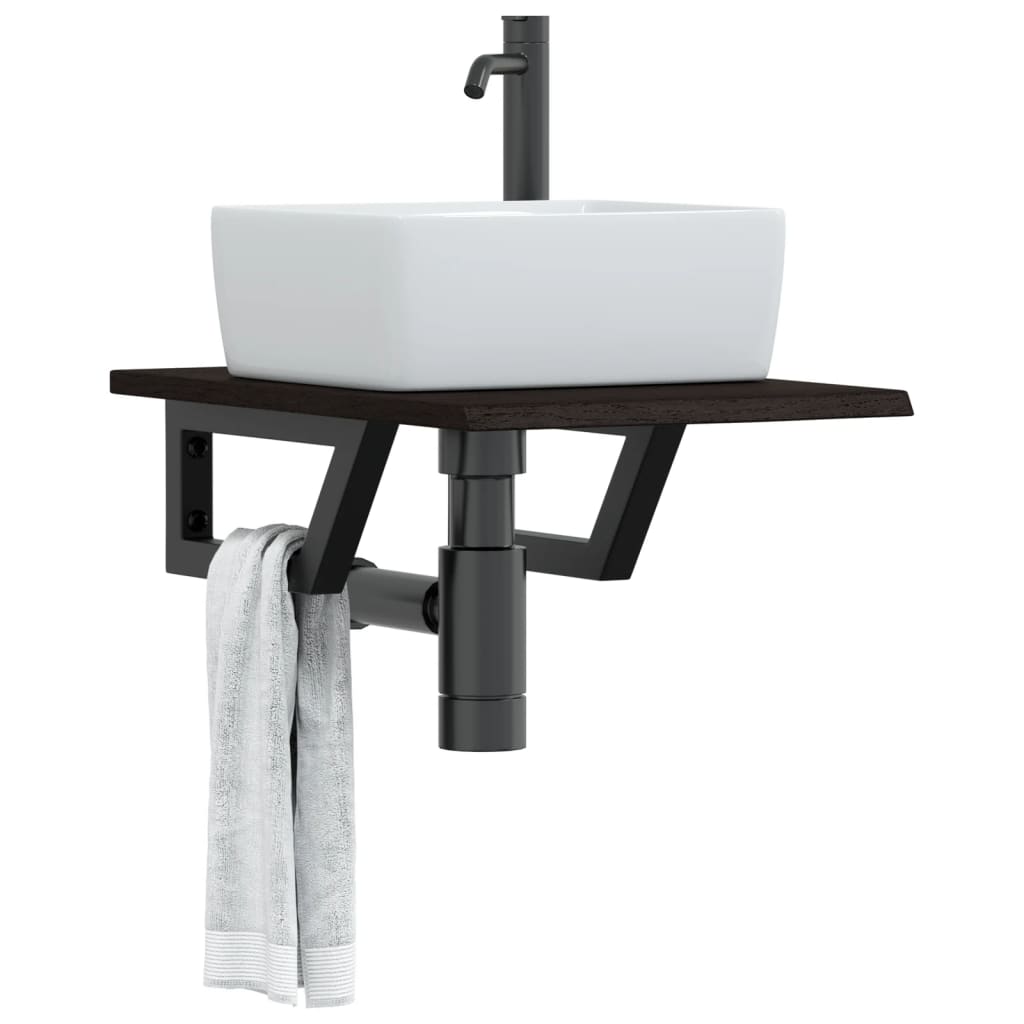 vidaXL Basin Shelf Wall Mounted Steel and Solid Wood Oak