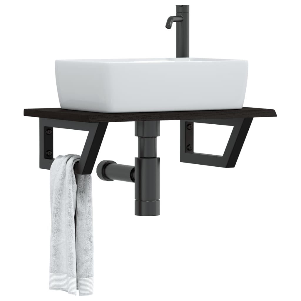 vidaXL Basin Shelf Wall Mounted Steel and Solid Wood Oak