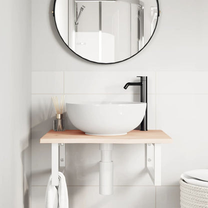 vidaXL Basin Shelf Wall Mounted Steel and Solid Wood Oak