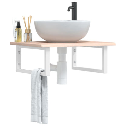 vidaXL Basin Shelf Wall Mounted Steel and Solid Wood Oak
