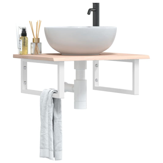 vidaXL Basin Shelf Wall Mounted Steel and Solid Wood Oak