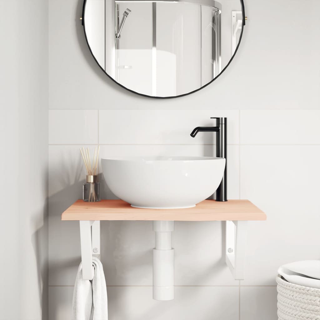 vidaXL Basin Shelf Wall Mounted Steel and Solid Wood Oak