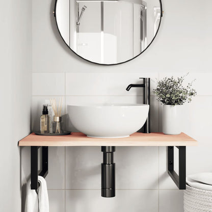 vidaXL Basin Shelf Wall Mounted Steel and Solid Wood Oak