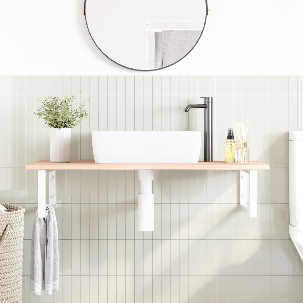 vidaXL Basin Shelf Wall Mounted Steel and Solid Wood Oak
