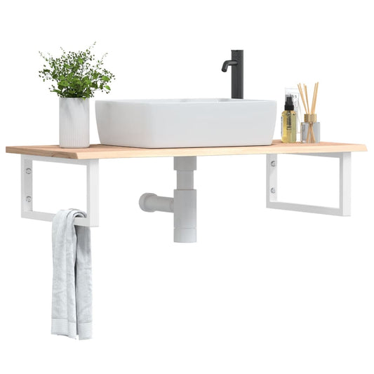vidaXL Basin Shelf Wall Mounted Steel and Solid Wood Oak