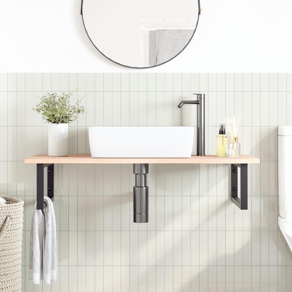 vidaXL Basin Shelf Wall Mounted Steel and Solid Wood Oak