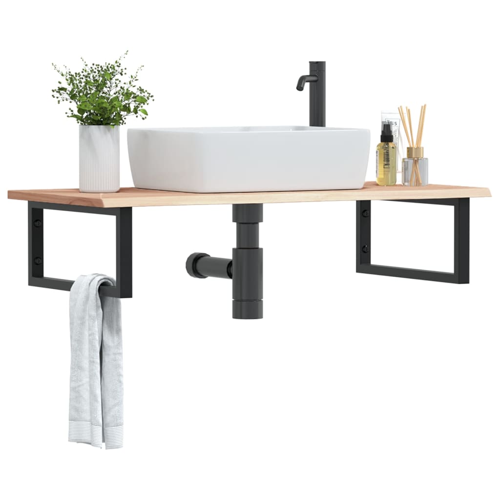 vidaXL Basin Shelf Wall Mounted Steel and Solid Wood Oak