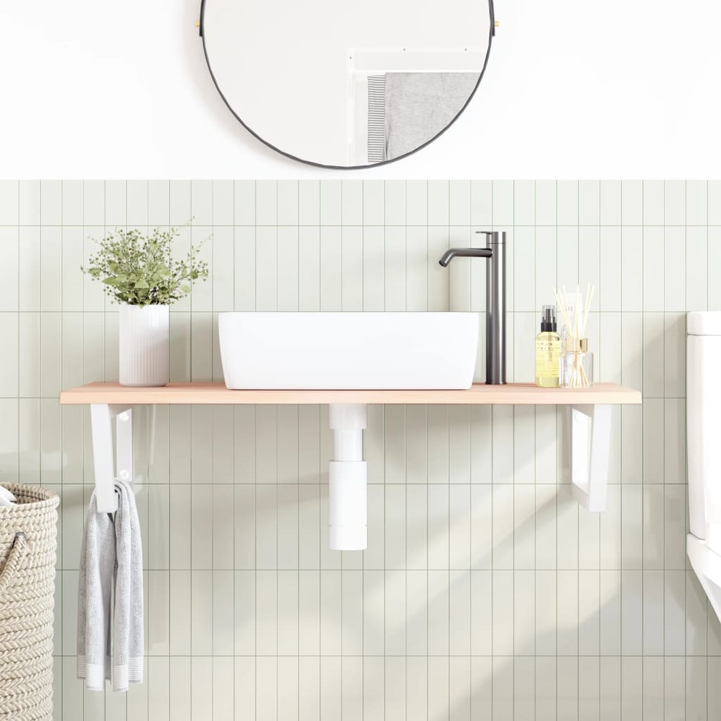vidaXL Basin Shelf Wall Mounted Steel and Solid Wood Oak