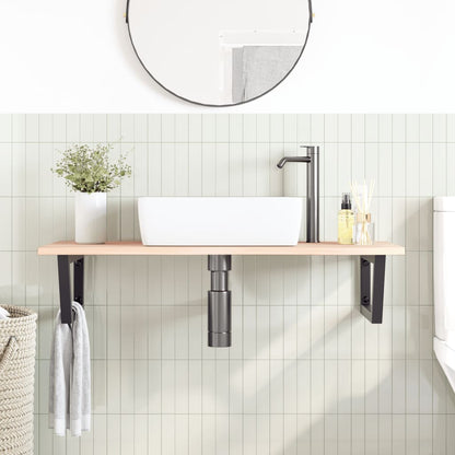 vidaXL Basin Shelf Wall Mounted Steel and Solid Wood Oak