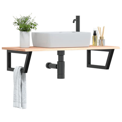 vidaXL Basin Shelf Wall Mounted Steel and Solid Wood Oak