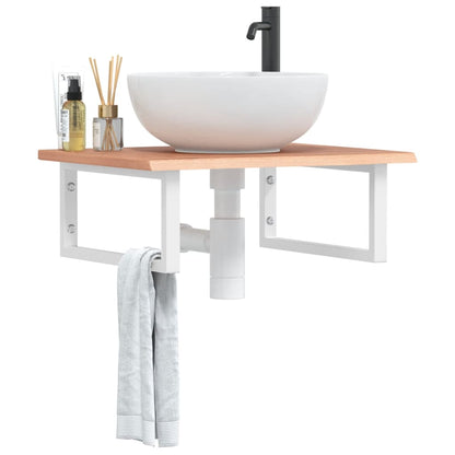 vidaXL Basin Shelf Wall Mounted Steel and Solid Wood Oak