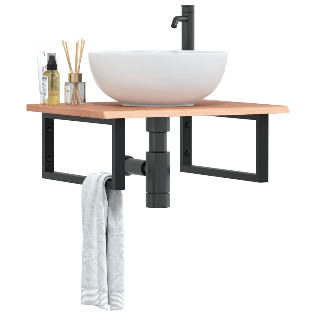 vidaXL Basin Shelf Wall Mounted Steel and Solid Wood Oak