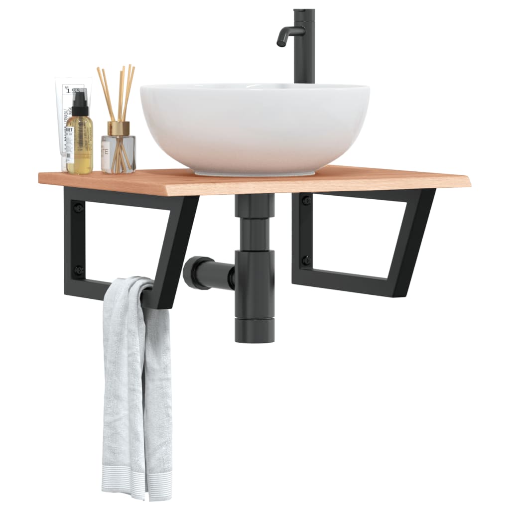 vidaXL Basin Shelf Wall Mounted Steel and Solid Wood Oak
