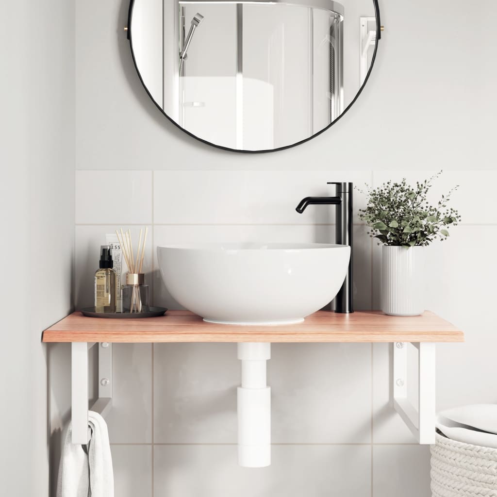 vidaXL Basin Shelf Wall Mounted Steel and Solid Wood Oak