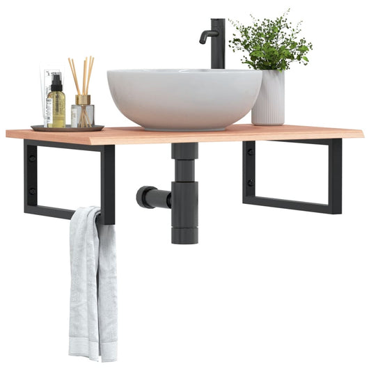 vidaXL Basin Shelf Wall Mounted Steel and Solid Wood Oak