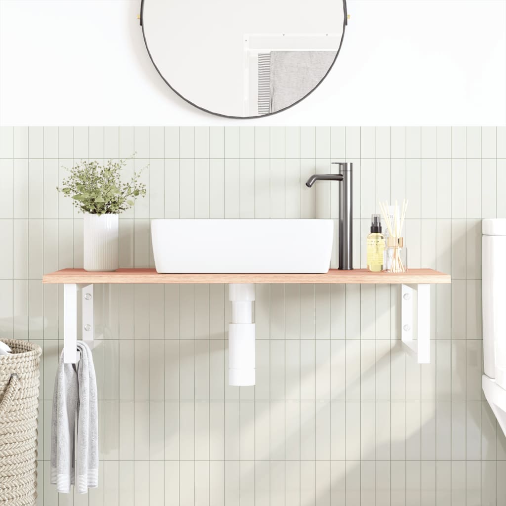 vidaXL Basin Shelf Wall Mounted Steel and Solid Wood Oak