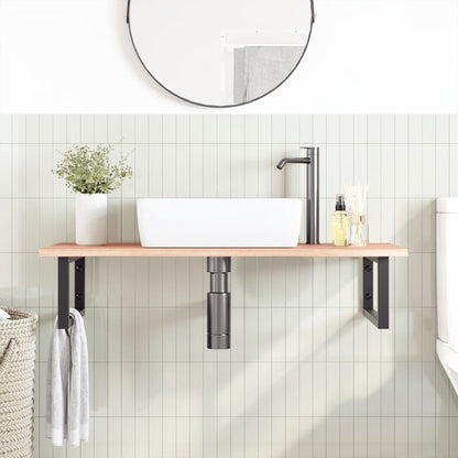 vidaXL Basin Shelf Wall Mounted Steel and Solid Wood Oak