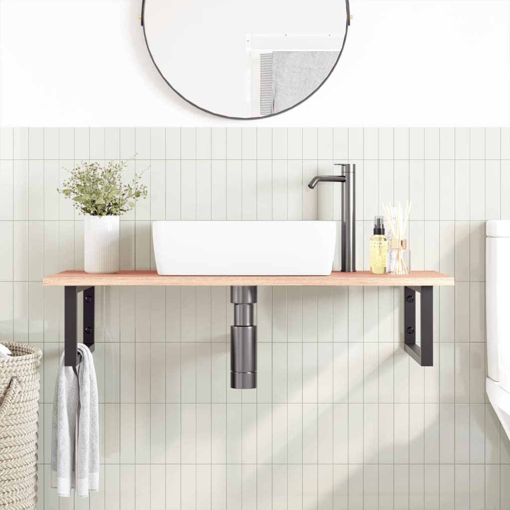 vidaXL Basin Shelf Wall Mounted Steel and Solid Wood Oak