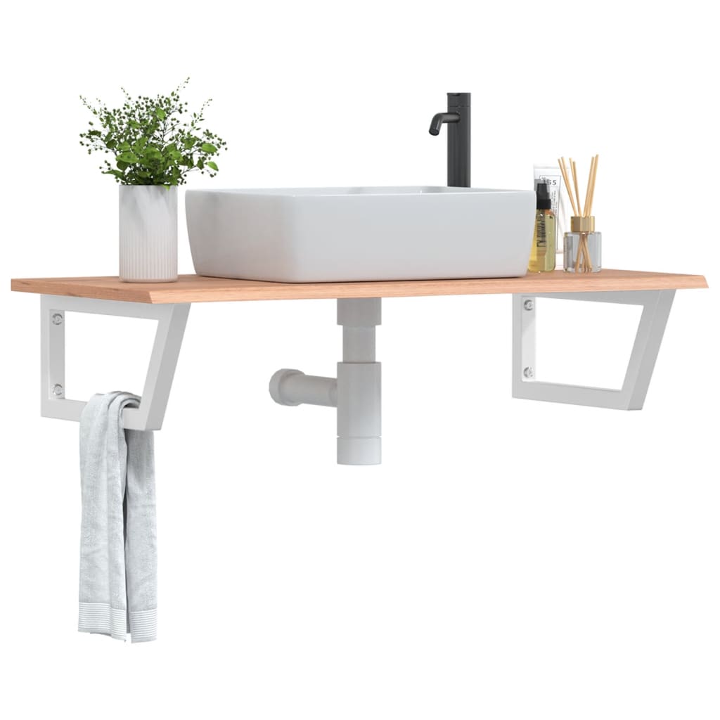 vidaXL Basin Shelf Wall Mounted Steel and Solid Wood Oak
