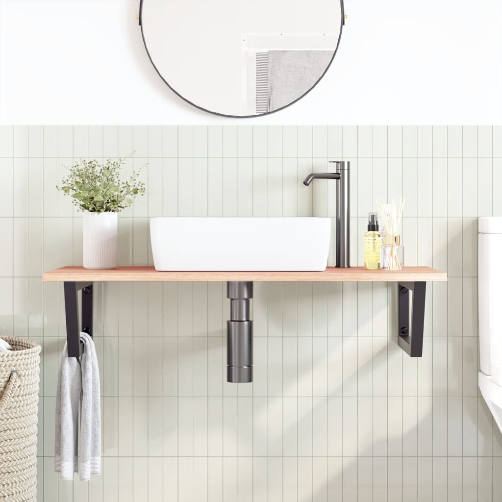 vidaXL Basin Shelf Wall Mounted Steel and Solid Wood Oak