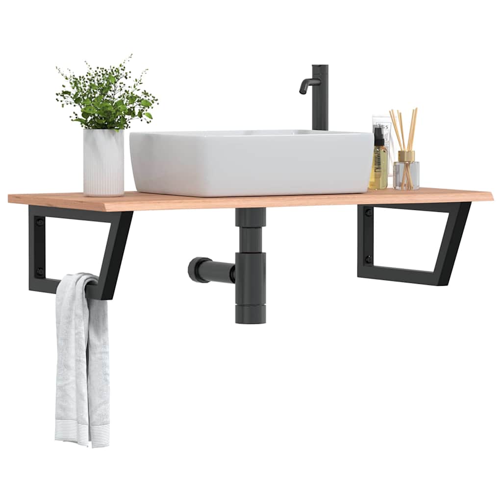 vidaXL Basin Shelf Wall Mounted Steel and Solid Wood Oak