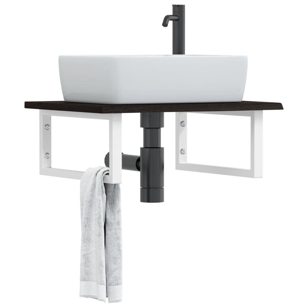 vidaXL Basin Shelf Wall Mounted Steel and Solid Wood Oak