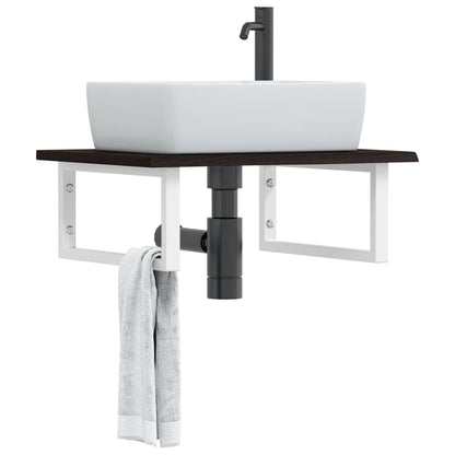 vidaXL Basin Shelf Wall Mounted Steel and Solid Wood Oak