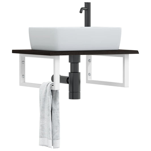 vidaXL Basin Shelf Wall Mounted Steel and Solid Wood Oak