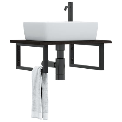 vidaXL Basin Shelf Wall Mounted Steel and Solid Wood Oak