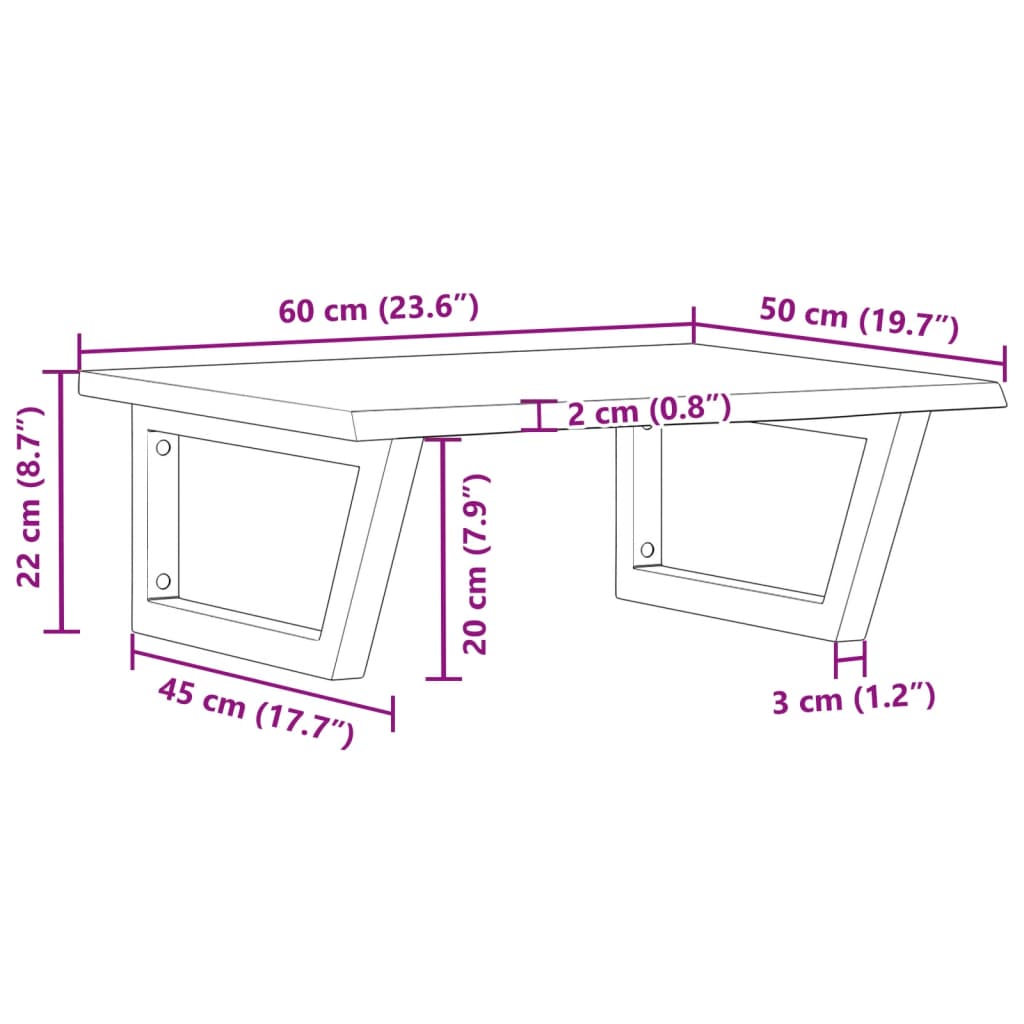 vidaXL Basin Shelf Wall Mounted Steel and Solid Wood Oak